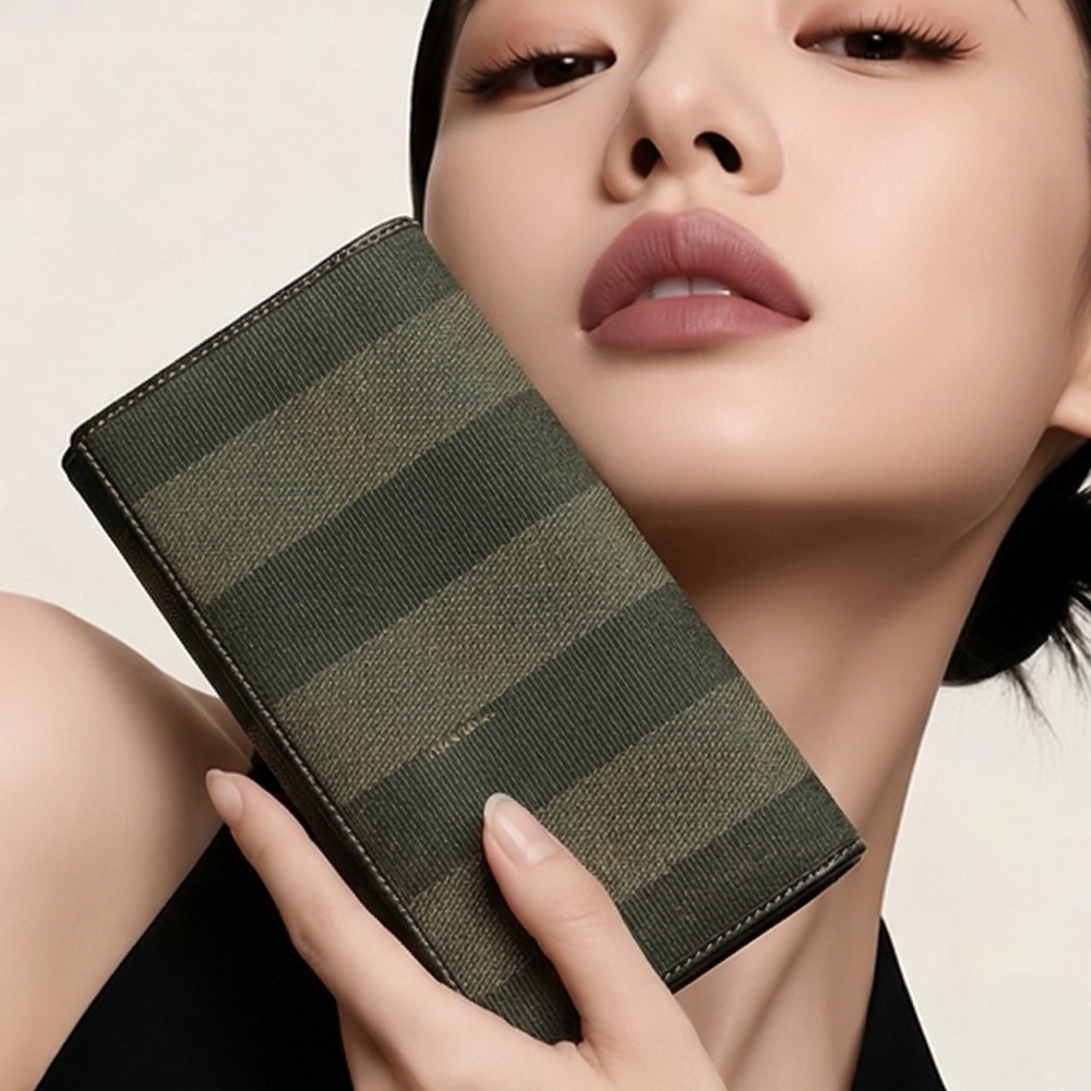 Beautiful Pequin Stripe Fendi Clutch Wallet - Picture 1 of 8